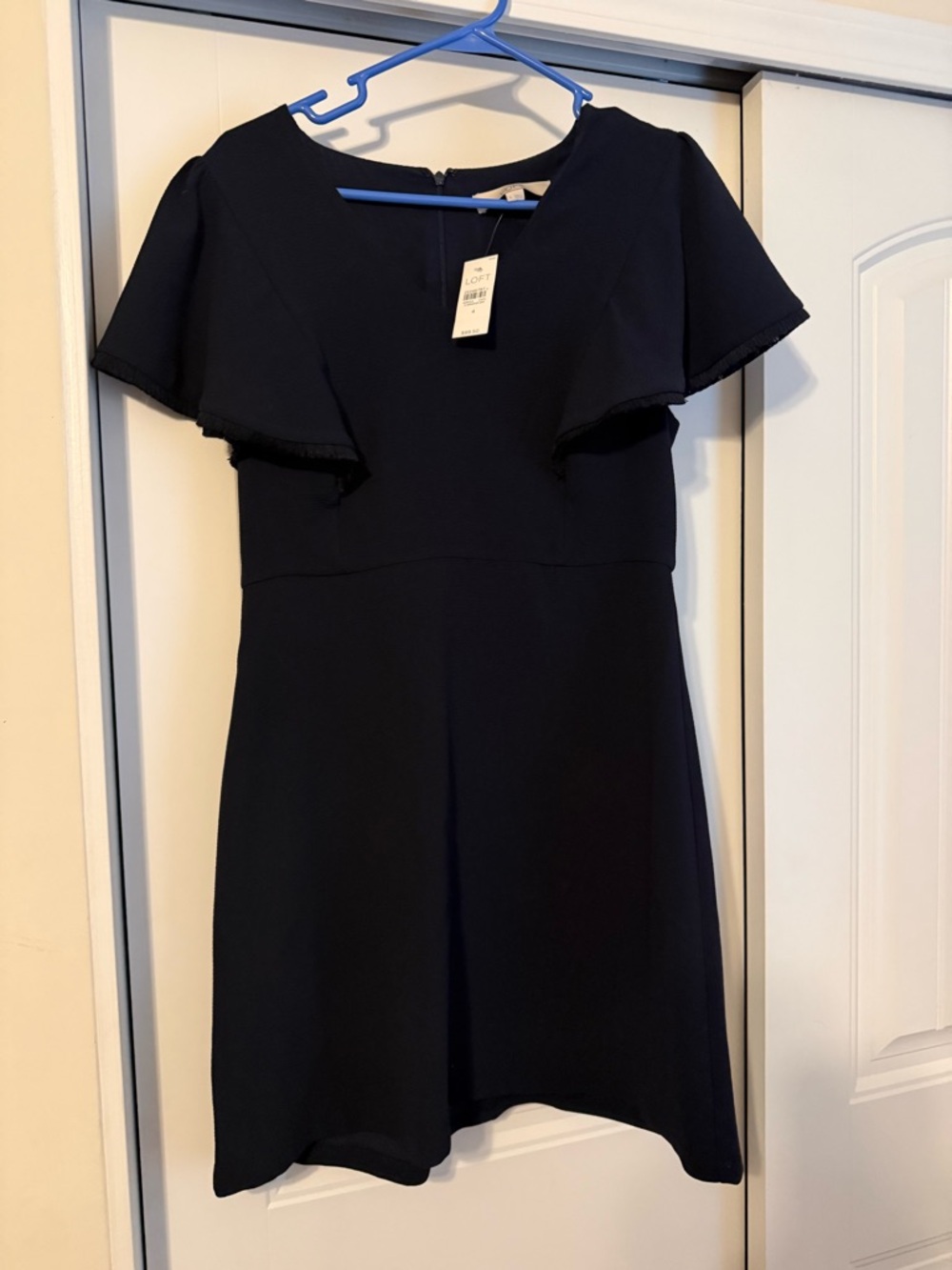LOFT Navy Flutter-Sleeve Dress